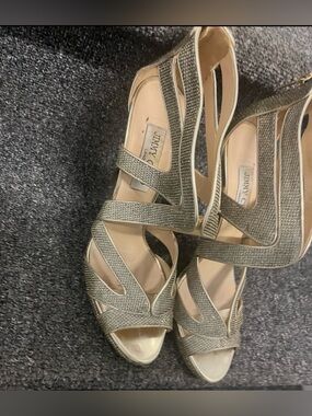 Jimmy Choo Metallic Olive Strappy Stiletto Sandals